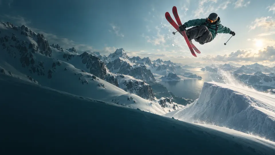 A skier mid-air above the park